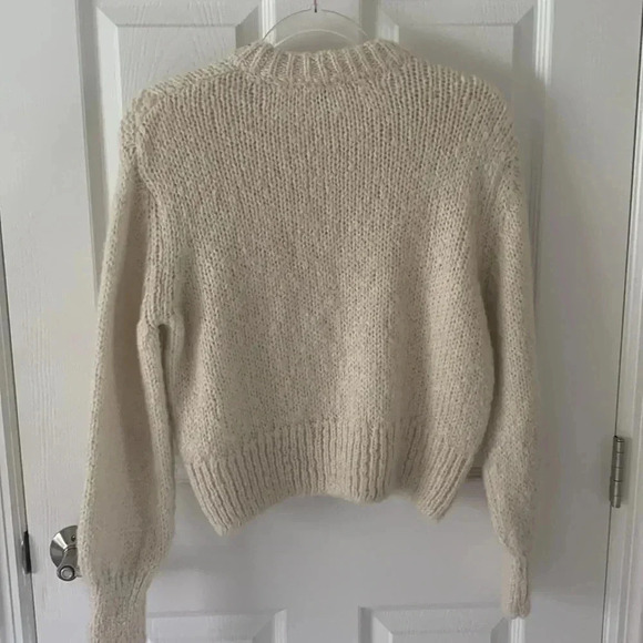 River Island crop cable knit chunky sweater cream size small - Picture 3 of 7
